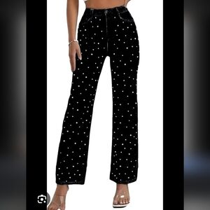 NWT New Collection Peal Beaded Black Stretch Jeans High Rise Sz S